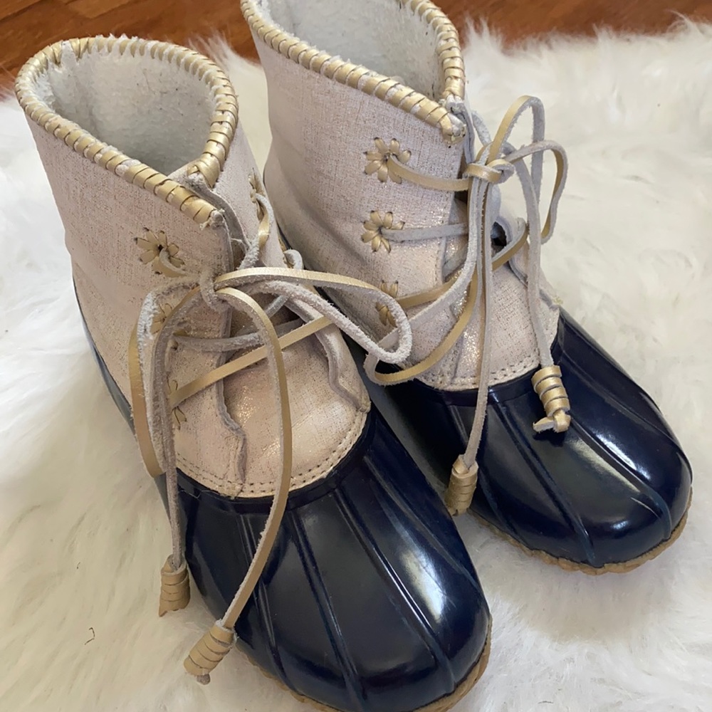 Jack Rogers Chloe Navy and Gold Rain Boot